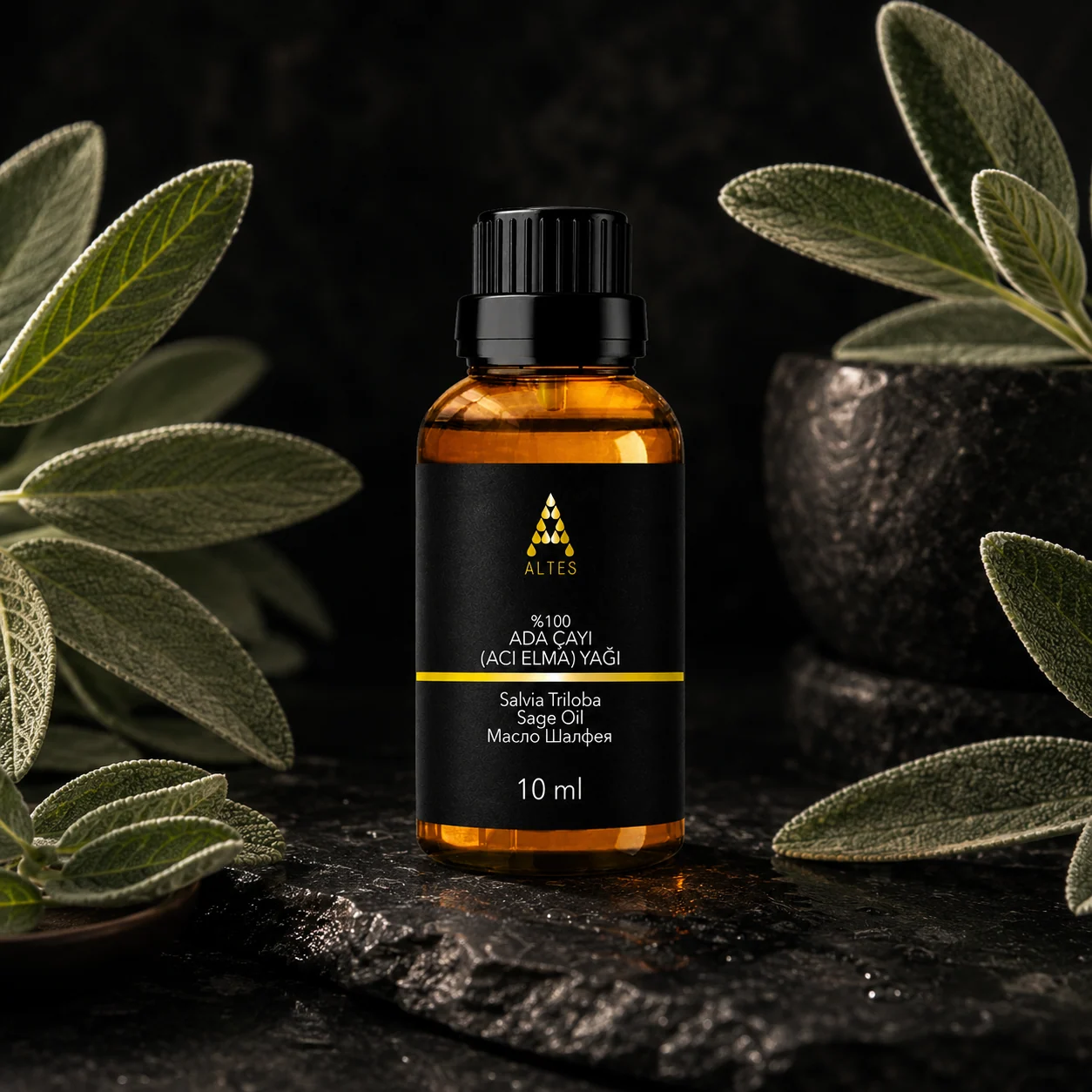 ALTES Adaçayı Uçucu Yağı 10 ml – %100 Saf ve Doğal - koyu lüks ürün görseli