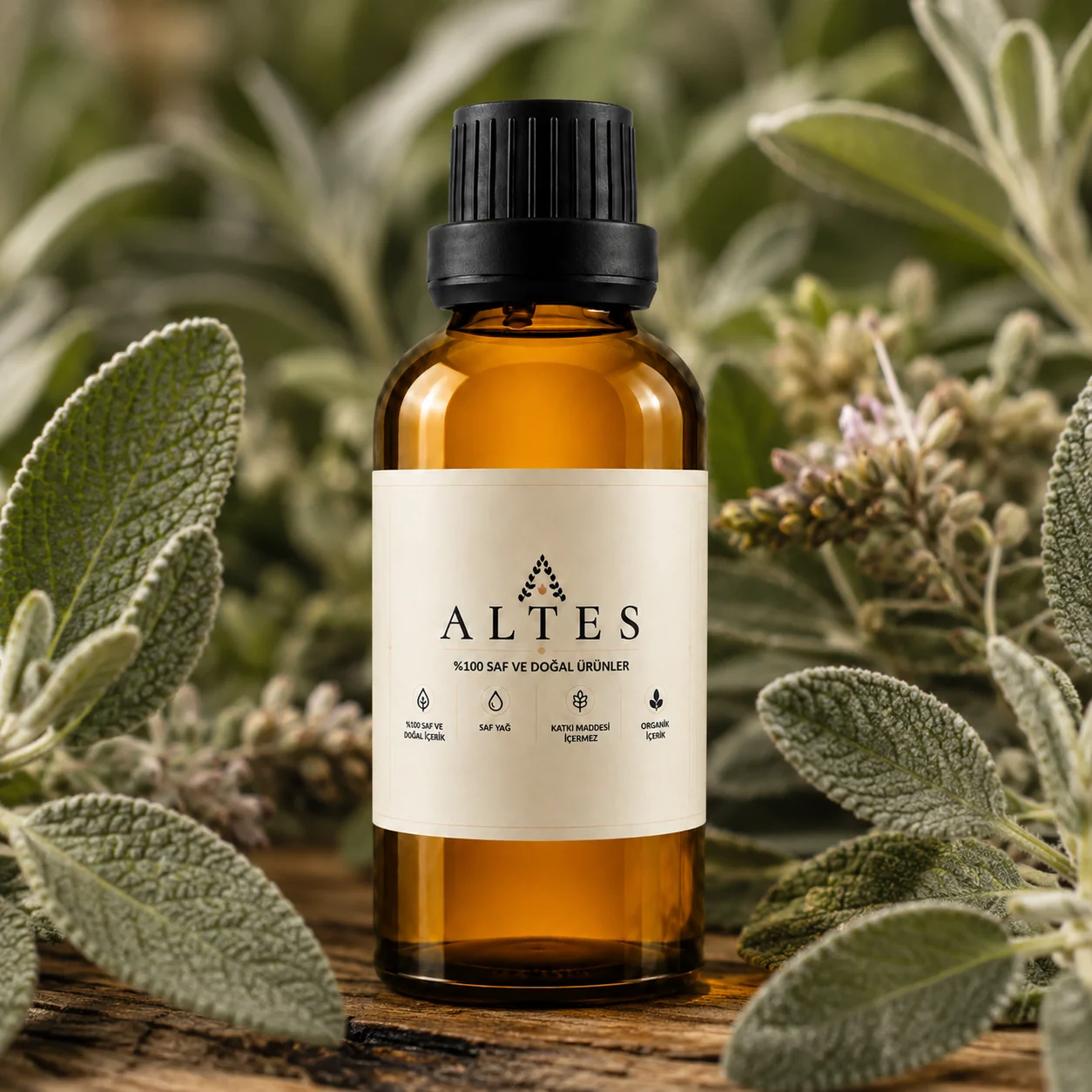 ALTES Adaçayı Uçucu Yağı 100 ml – %100 Saf ve Doğal - bitkisel yakın plan ürün görseli