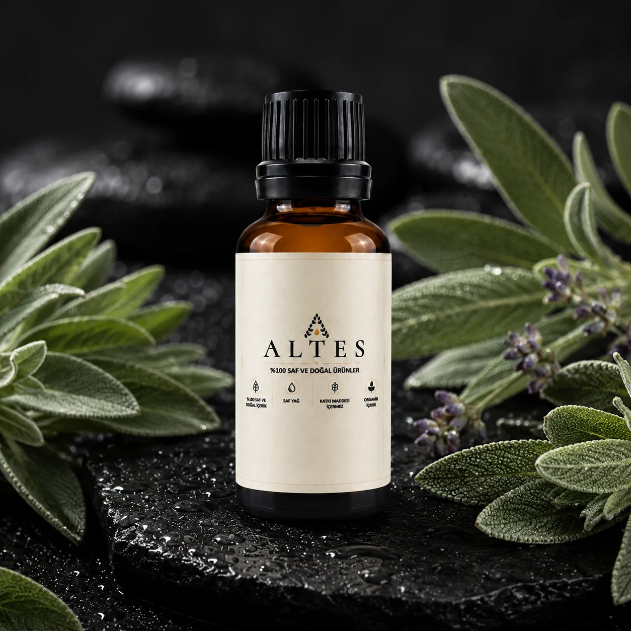 ALTES Adaçayı Uçucu Yağı 20 ml – %100 Saf ve Doğal - siyah taş zemin ürün görseli