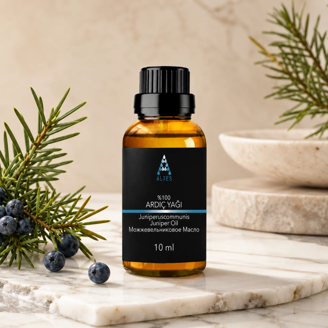 ALTES Ardıç Uçucu Yağı 10 ml – %100 Saf ve Doğal - mermer zemin ürün görseli