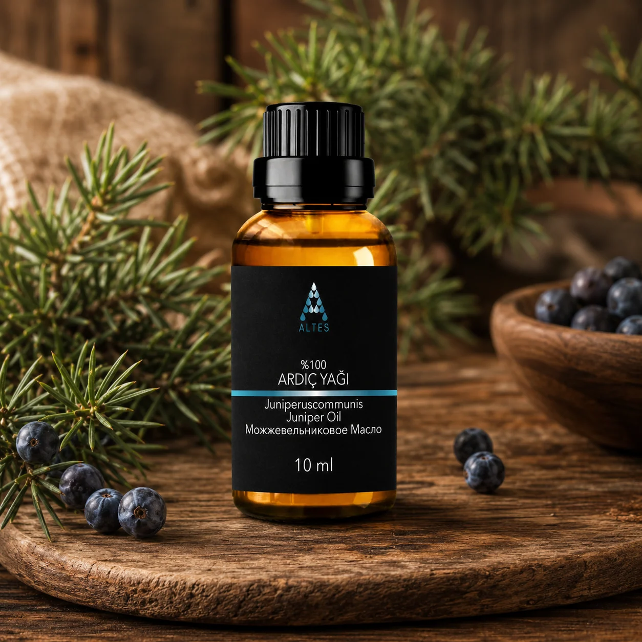 ALTES Ardıç Uçucu Yağı 10 ml – %100 Saf ve Doğal - ahşap zemin ürün görseli