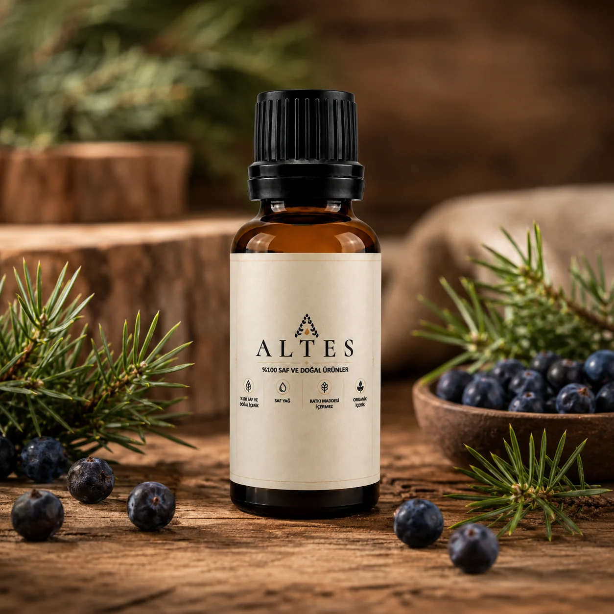 ALTES Ardıç Uçucu Yağı 20 ml – %100 Saf ve Doğal - ahşap zemin ürün görseli