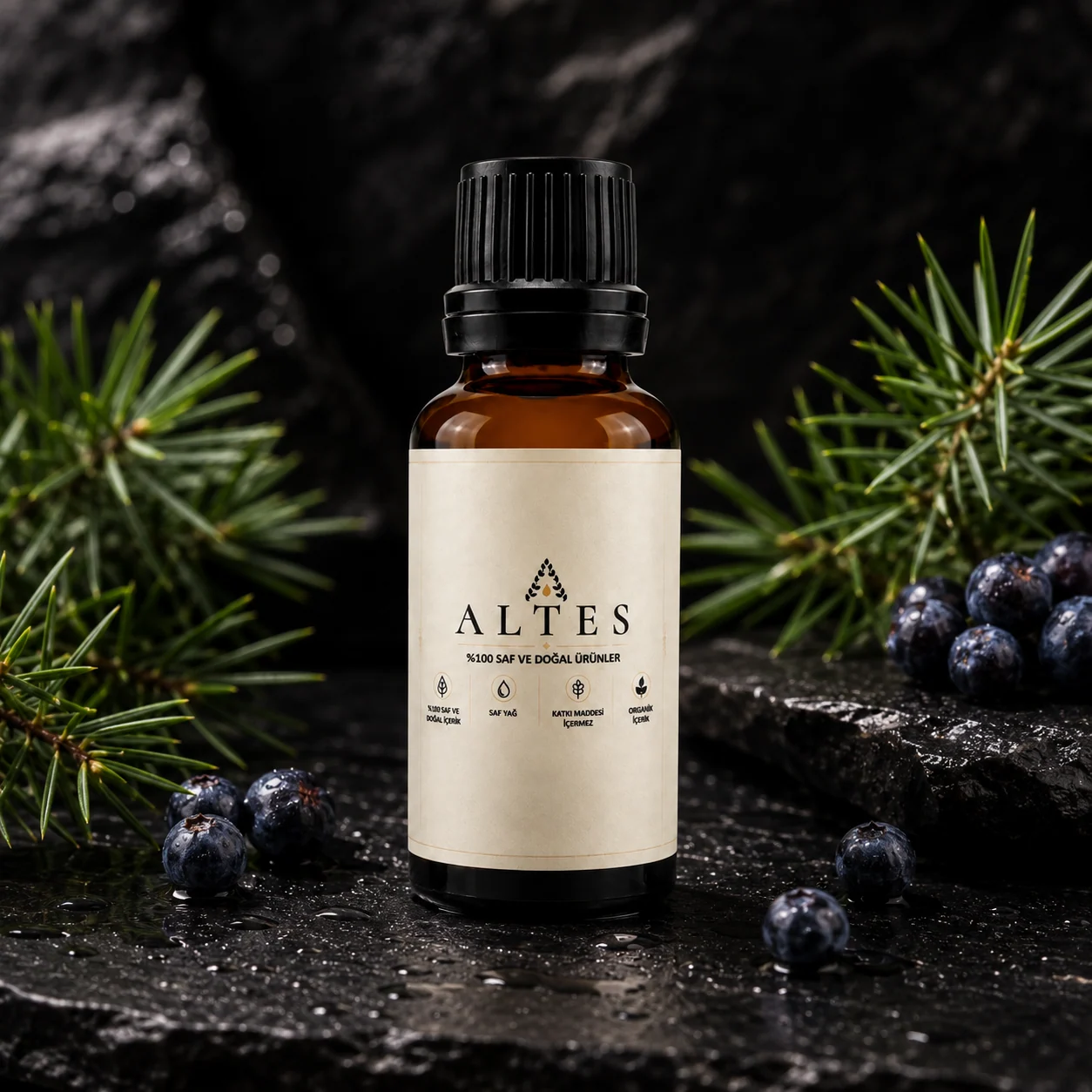 ALTES Ardıç Uçucu Yağı 20 ml – %100 Saf ve Doğal - siyah taş zemin ürün görseli