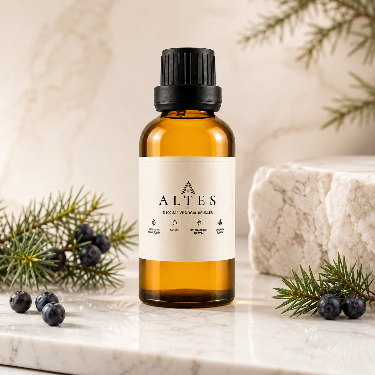 ALTES Ardıç Uçucu Yağı 50 ml – %100 Saf ve Doğal - mermer zemin ürün görseli