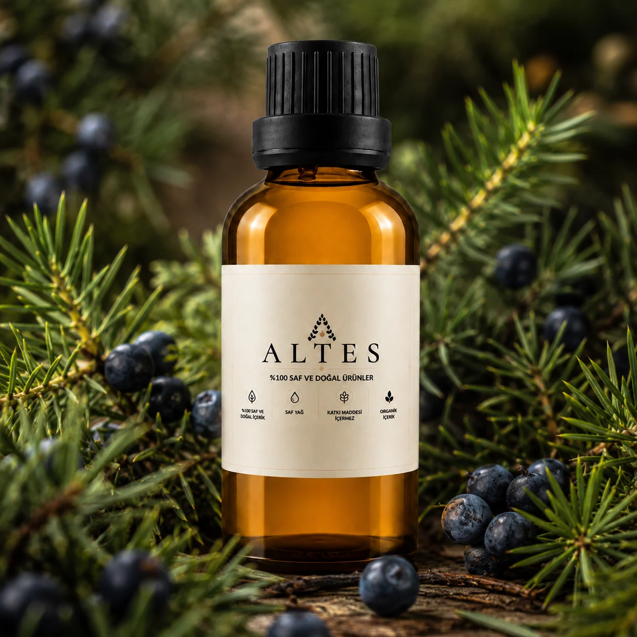 ALTES Ardıç Uçucu Yağı 50 ml – %100 Saf ve Doğal - bitkisel yakın plan ürün görseli