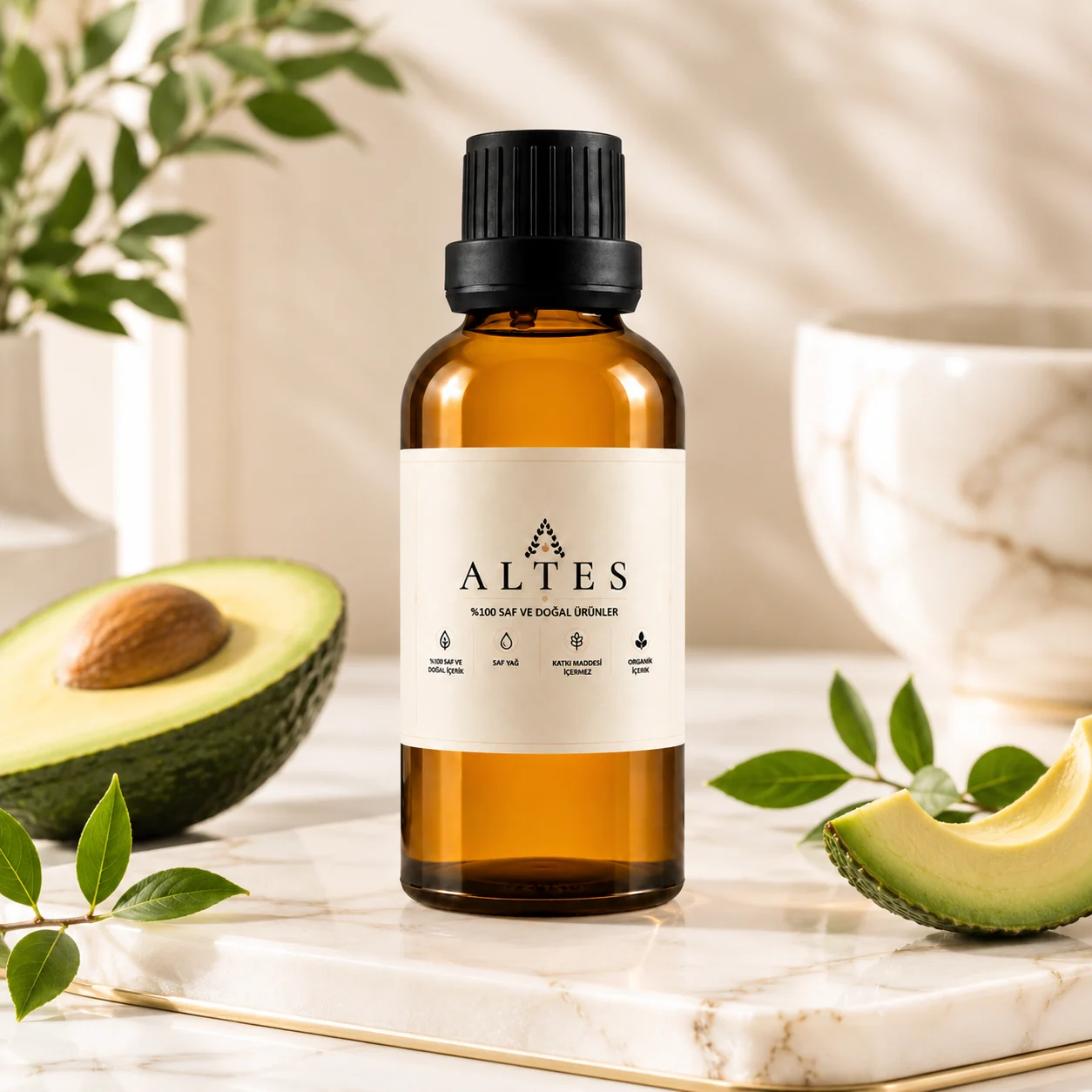 ALTES Avokado Yağı 100 ml – %100 Saf ve Doğal - mermer zemin ürün görseli