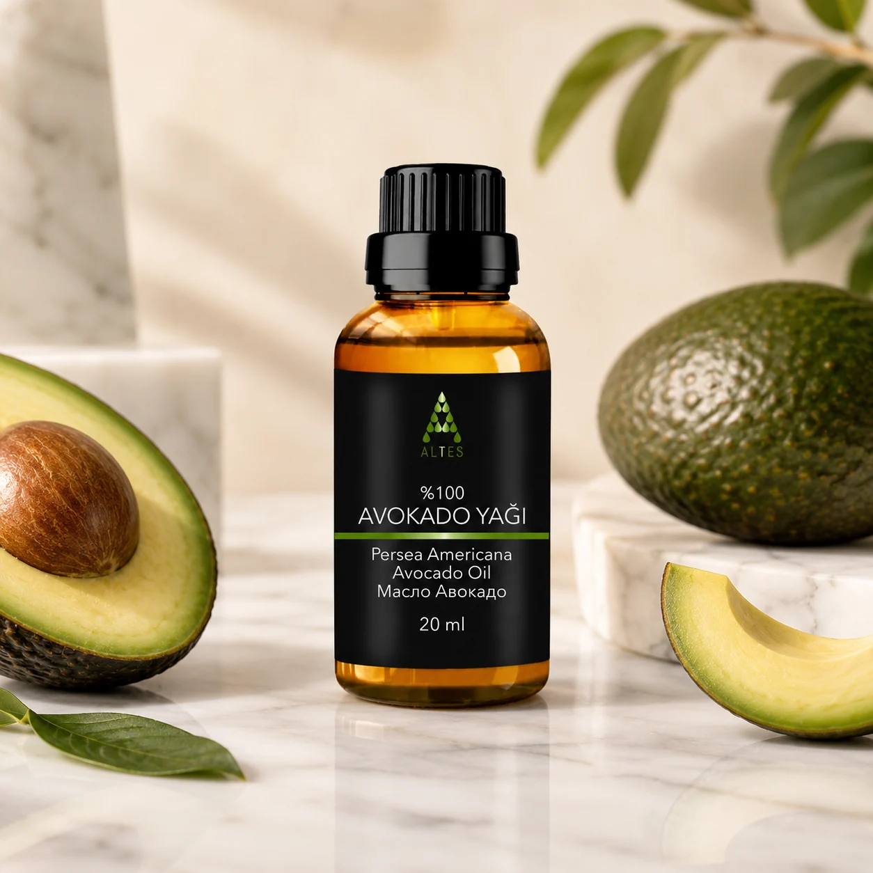 ALTES Avokado Yağı 20 ml – %100 Saf ve Doğal - mermer zemin ürün görseli