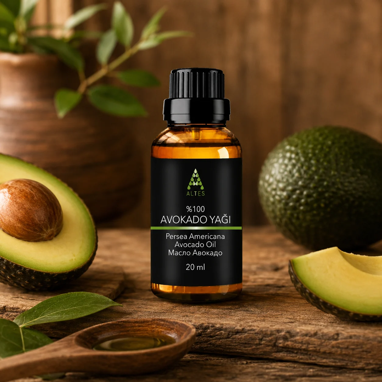 ALTES Avokado Yağı 20 ml – %100 Saf ve Doğal - ahşap zemin ürün görseli