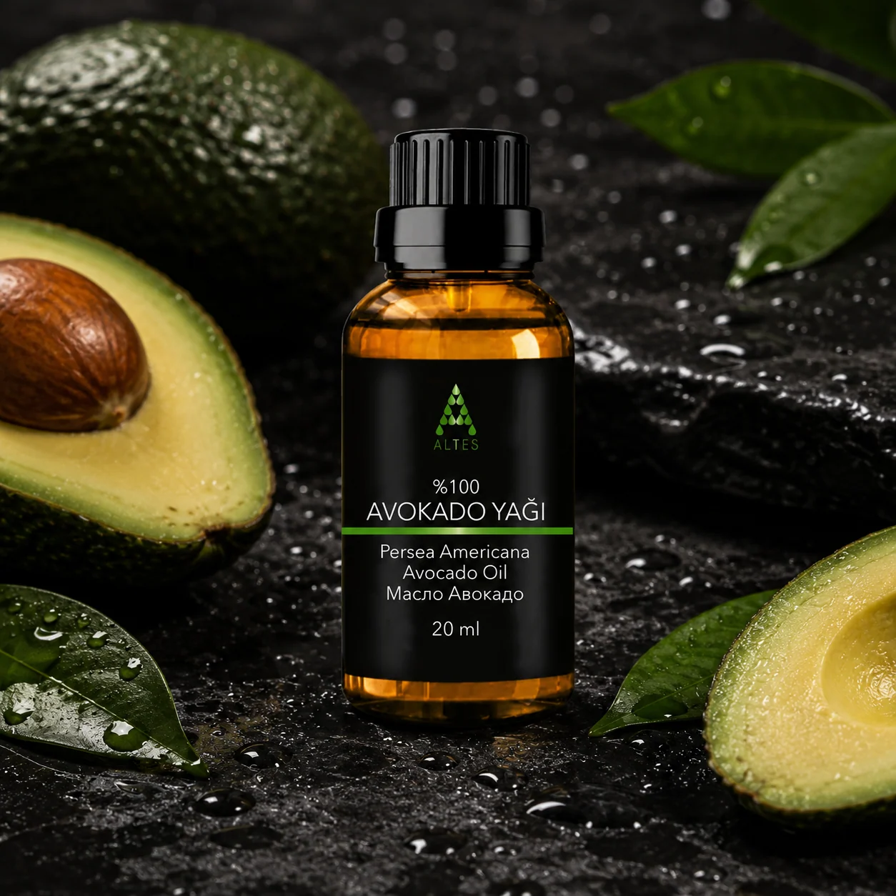 ALTES Avokado Yağı 20 ml – %100 Saf ve Doğal - siyah taş zemin ürün görseli