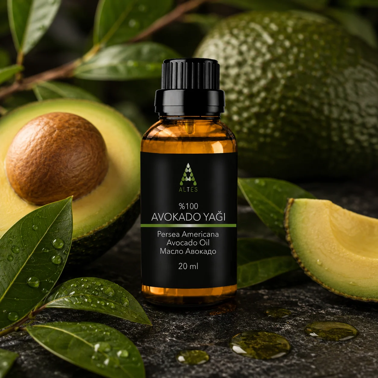 ALTES Avokado Yağı 20 ml – %100 Saf ve Doğal - bitkisel yakın plan ürün görseli