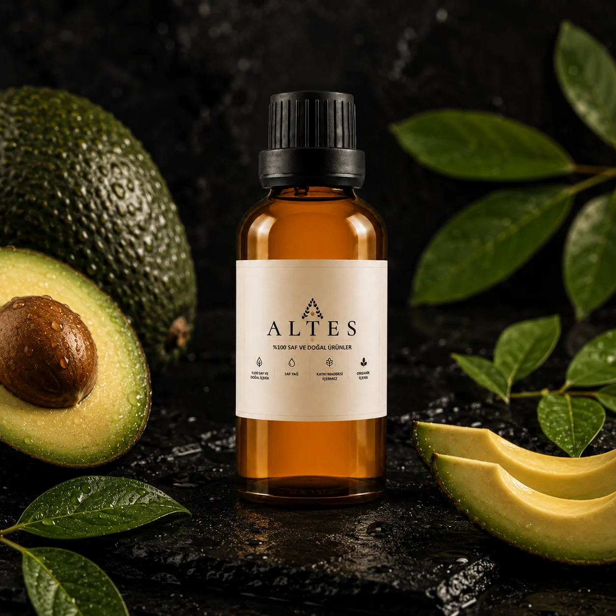 ALTES Avokado Yağı 50 ml – %100 Saf ve Doğal - siyah taş zemin ürün görseli
