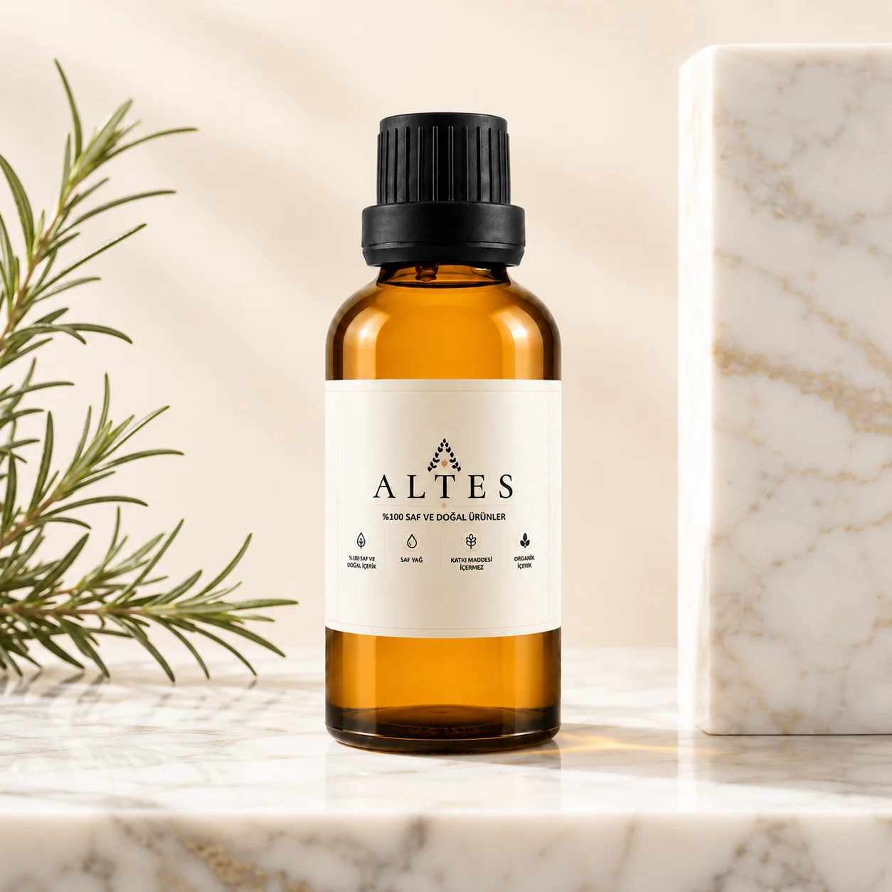 ALTES Biberiye Uçucu Yağı 100 ml – %100 Saf ve Doğal - mermer zemin ürün görseli