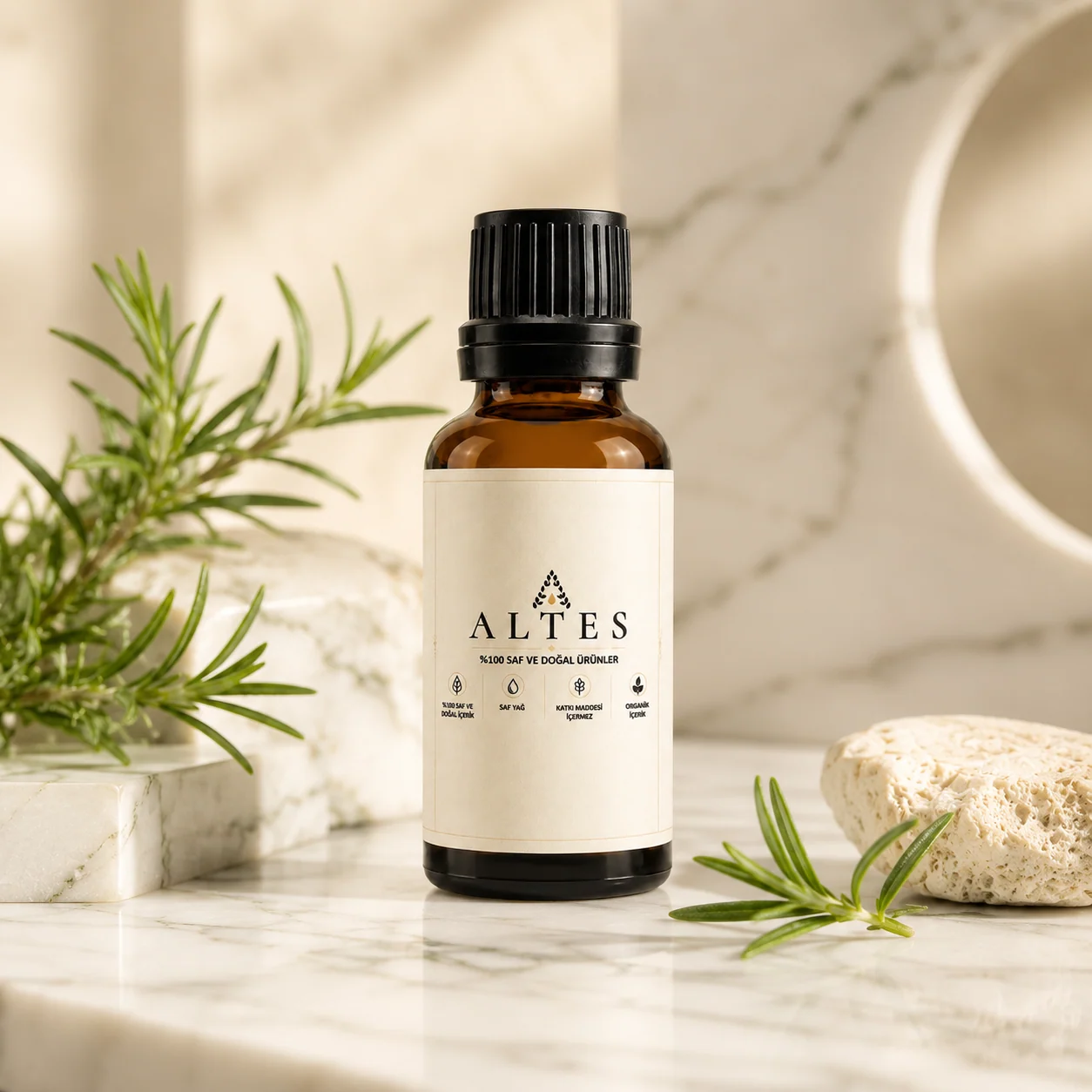 ALTES Biberiye Uçucu Yağı 20 ml – %100 Saf ve Doğal - mermer zemin ürün görseli