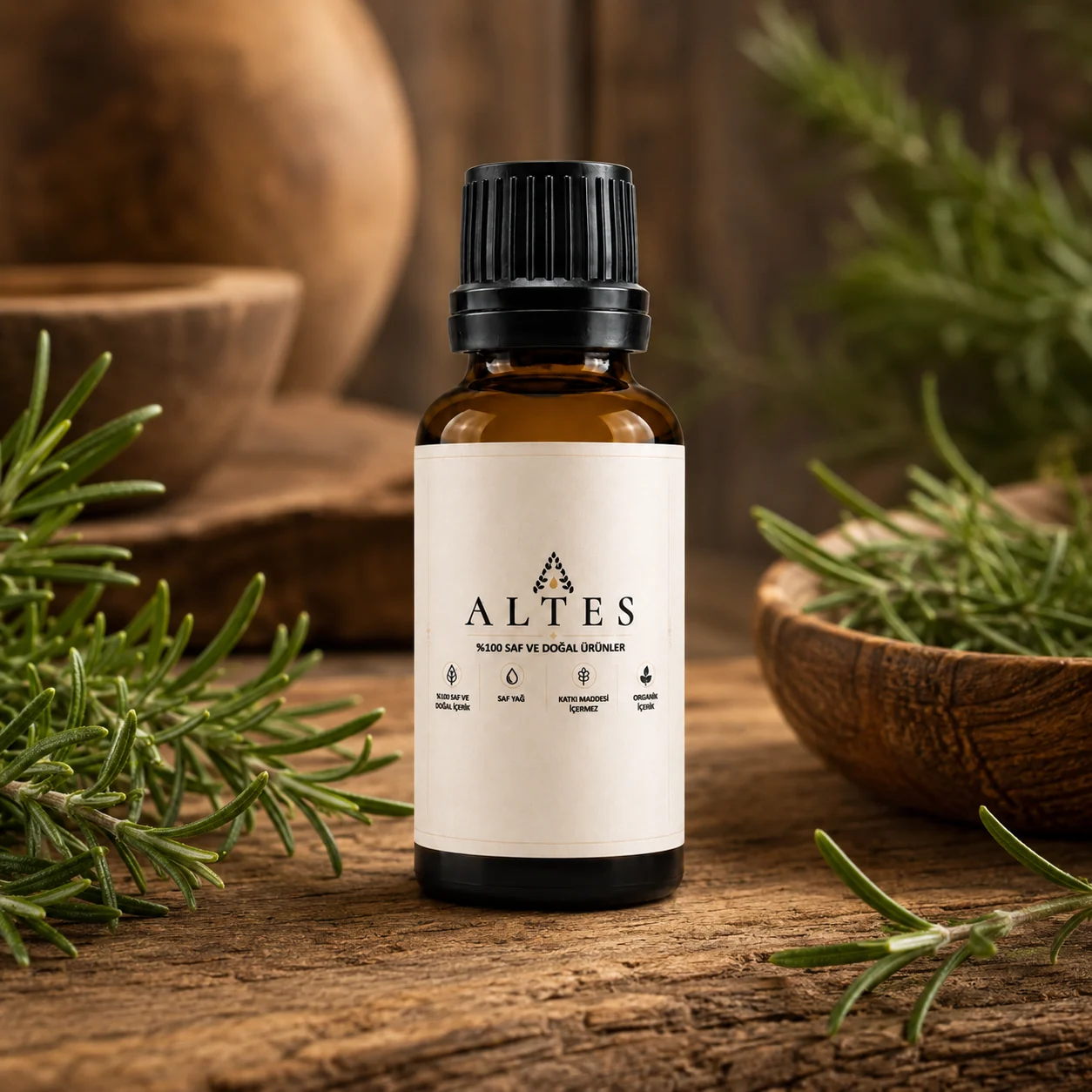 ALTES Biberiye Uçucu Yağı 20 ml – %100 Saf ve Doğal - ahşap zemin ürün görseli