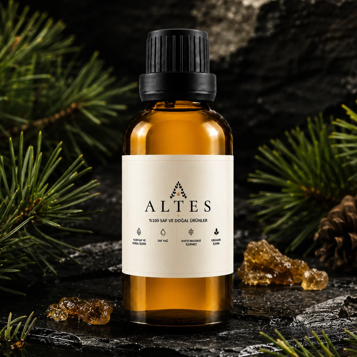 ALTES Çam Terebentin Yağı 100 ml – %100 Saf ve Doğal - koyu lüks ürün görseli