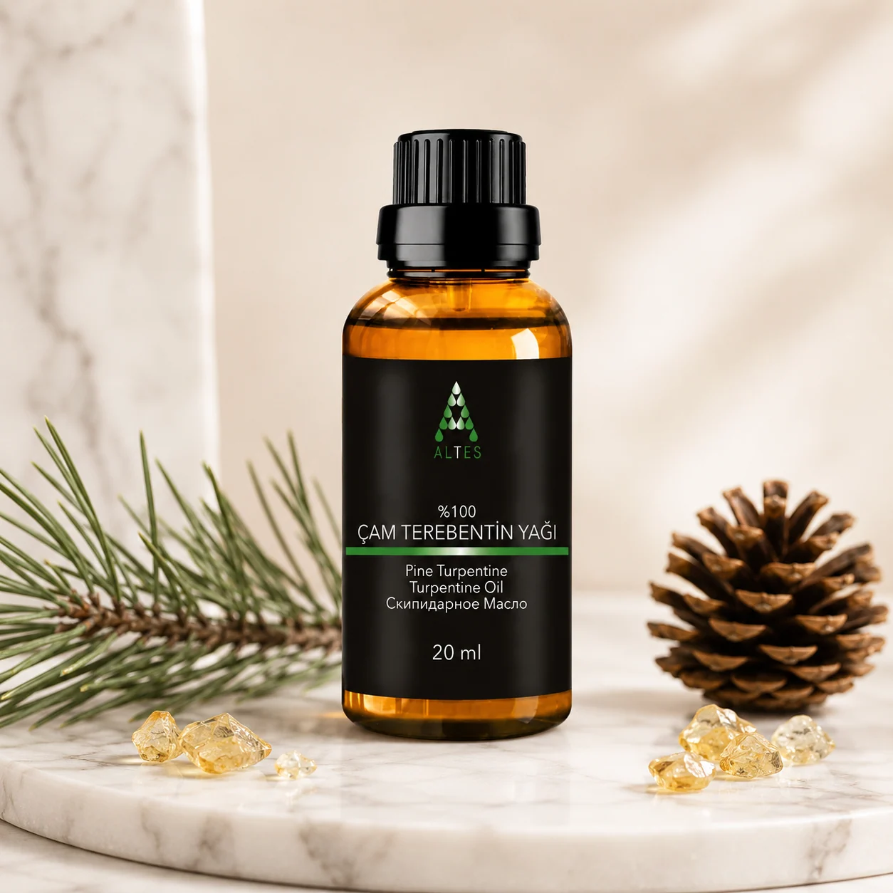 ALTES Çam Terebentin Yağı 20 ml – %100 Saf ve Doğal - mermer zemin ürün görseli