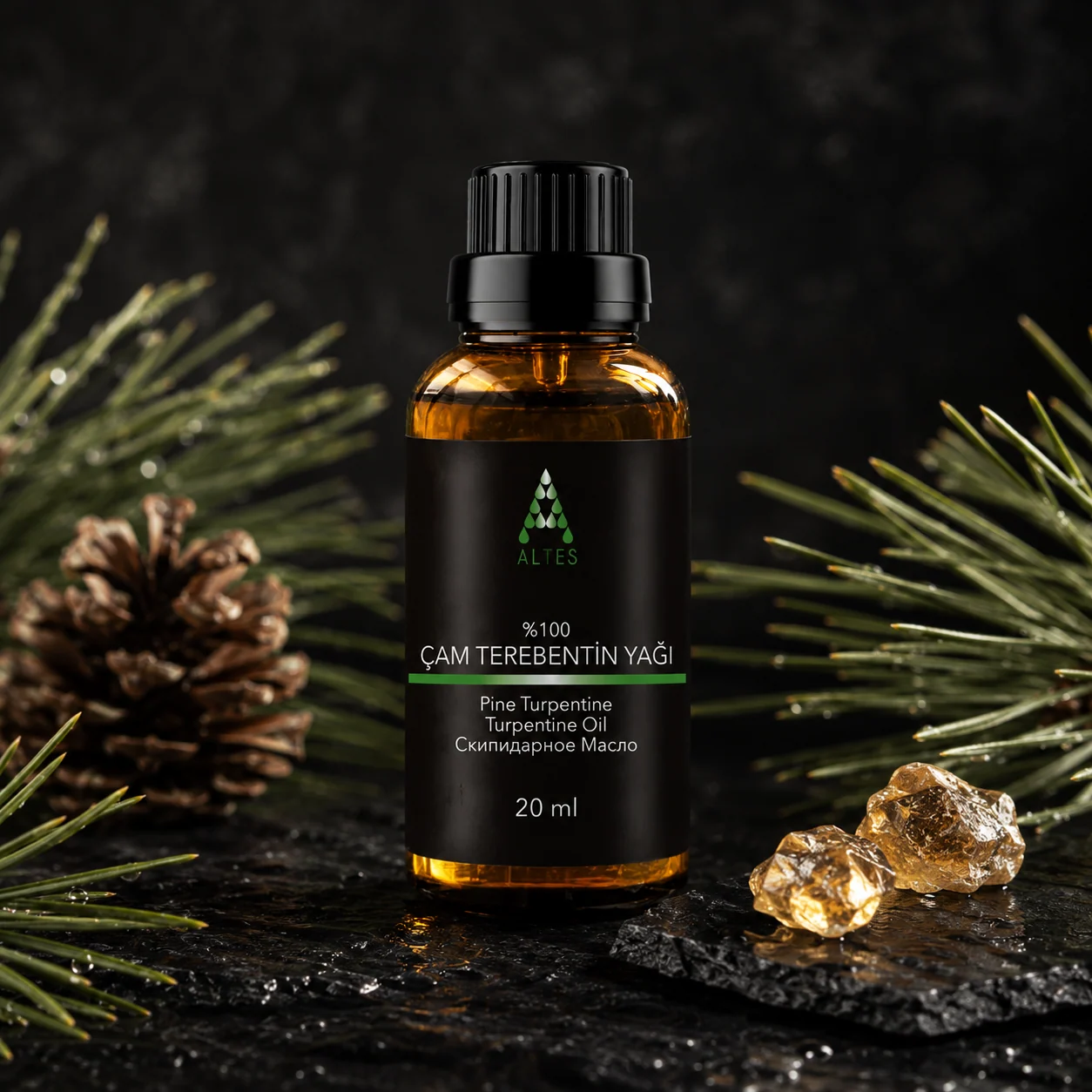 ALTES Çam Terebentin Yağı 20 ml – %100 Saf ve Doğal - koyu lüks ürün görseli