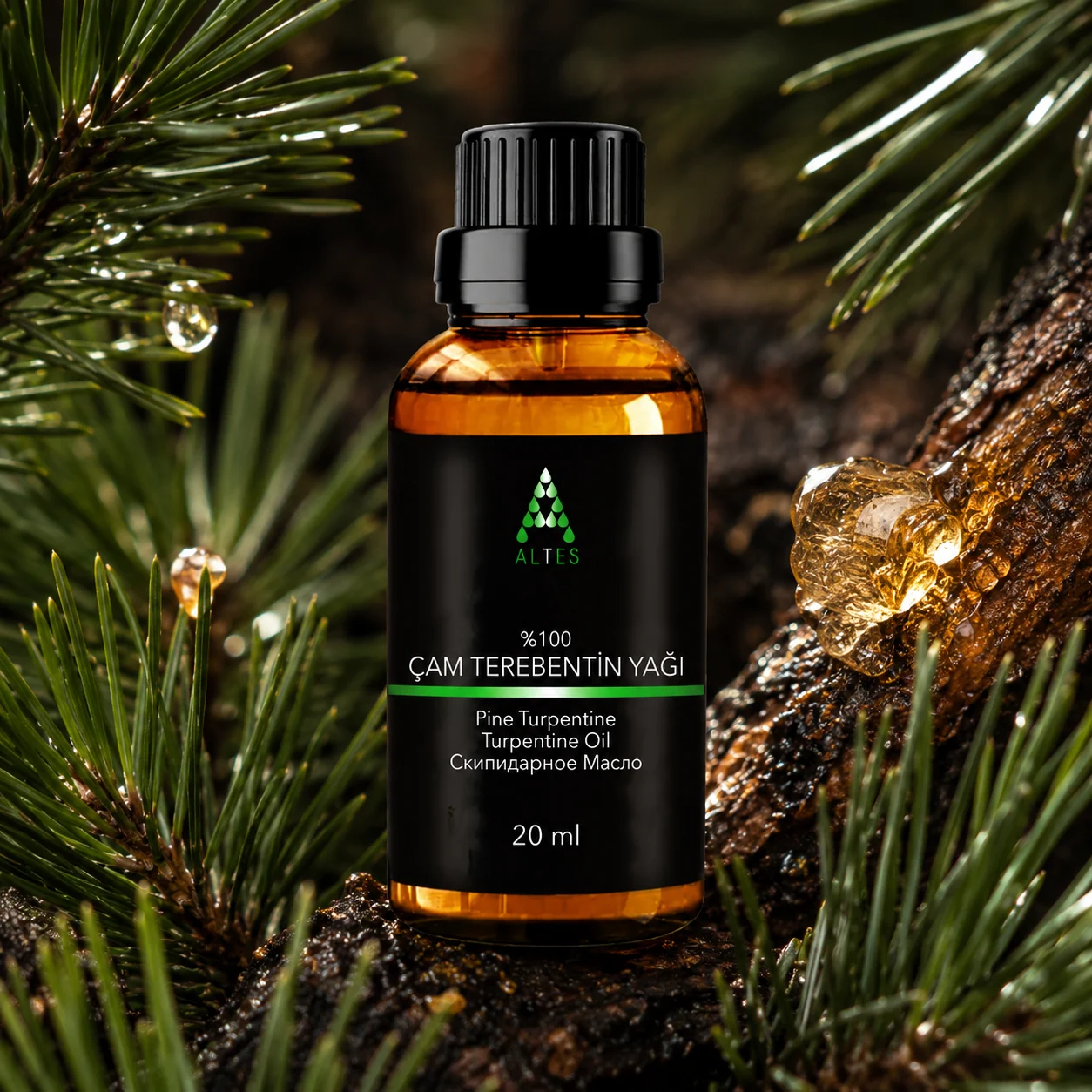 ALTES Çam Terebentin Yağı 20 ml – %100 Saf ve Doğal - bitkisel yakın plan ürün görseli