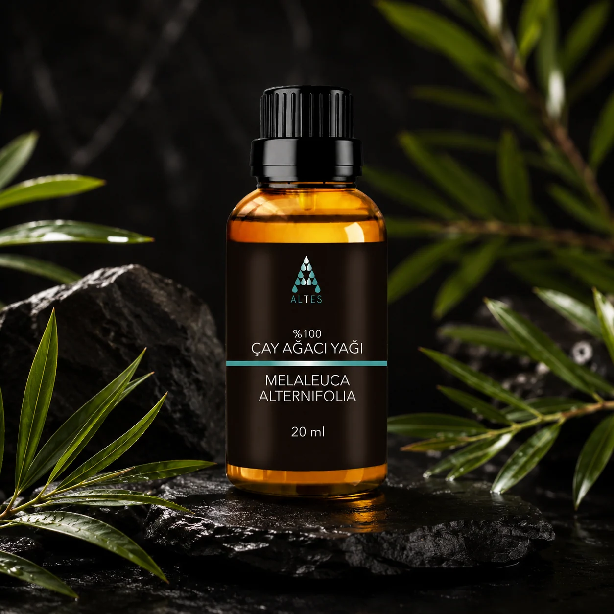 ALTES Çay Ağacı Uçucu Yağı 20 ml – %100 Saf ve Doğal - koyu lüks ürün görseli