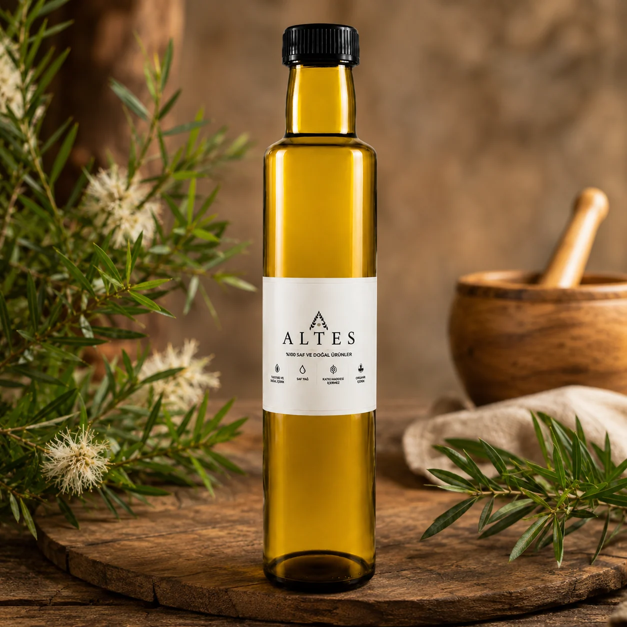 ALTES Çay Ağacı Uçucu Yağı 250 ml – %100 Saf ve Doğal - ahşap zemin ürün görseli