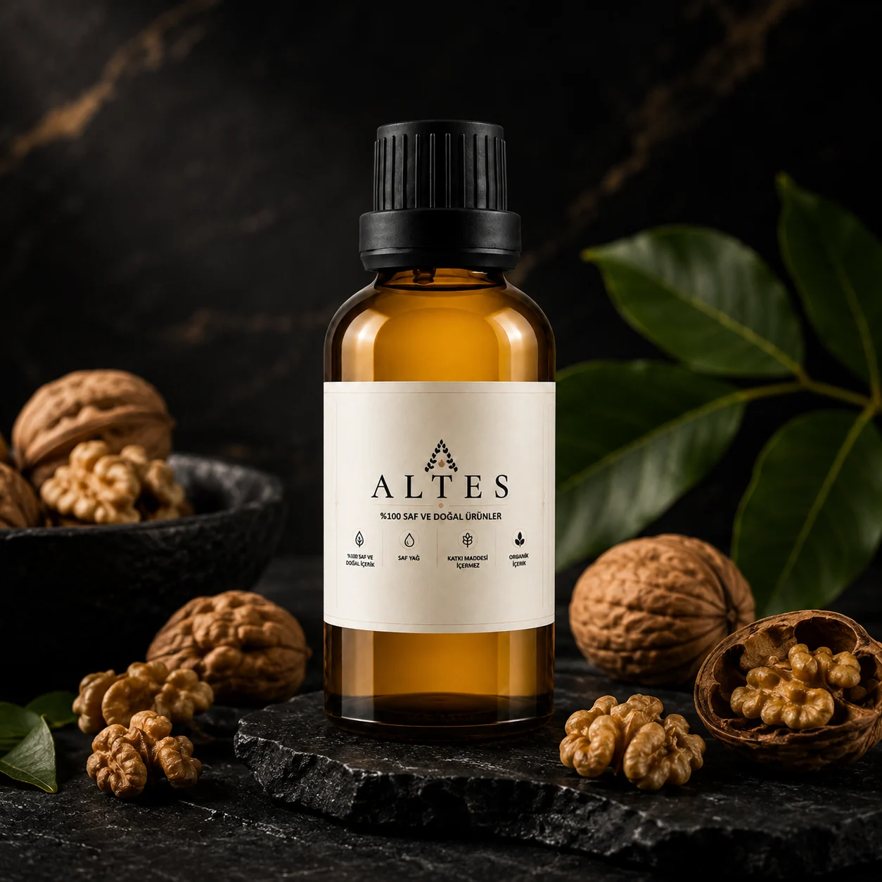 ALTES Ceviz Yağı 100 ml – %100 Saf ve Doğal - koyu lüks ürün görseli