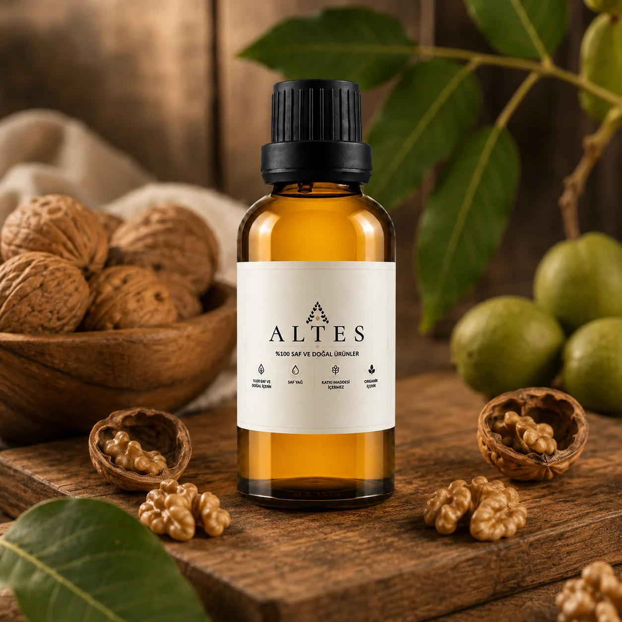 ALTES Ceviz Yağı 100 ml – %100 Saf ve Doğal - ahşap zemin ürün görseli
