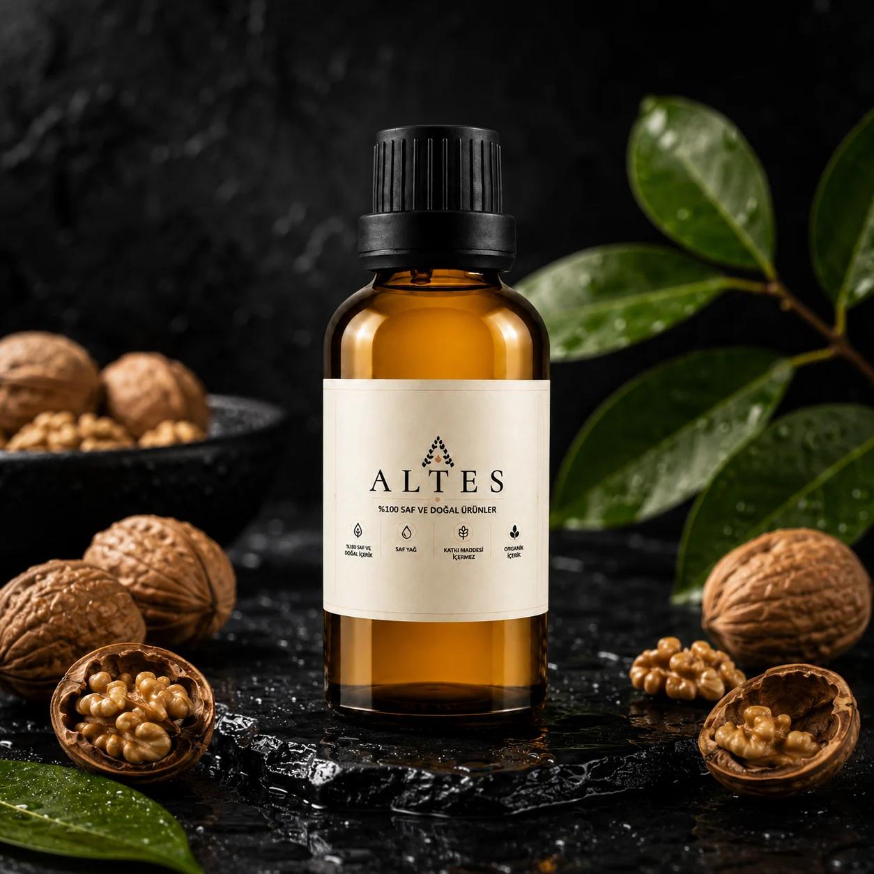 ALTES Ceviz Yağı 100 ml – %100 Saf ve Doğal - siyah taş zemin ürün görseli