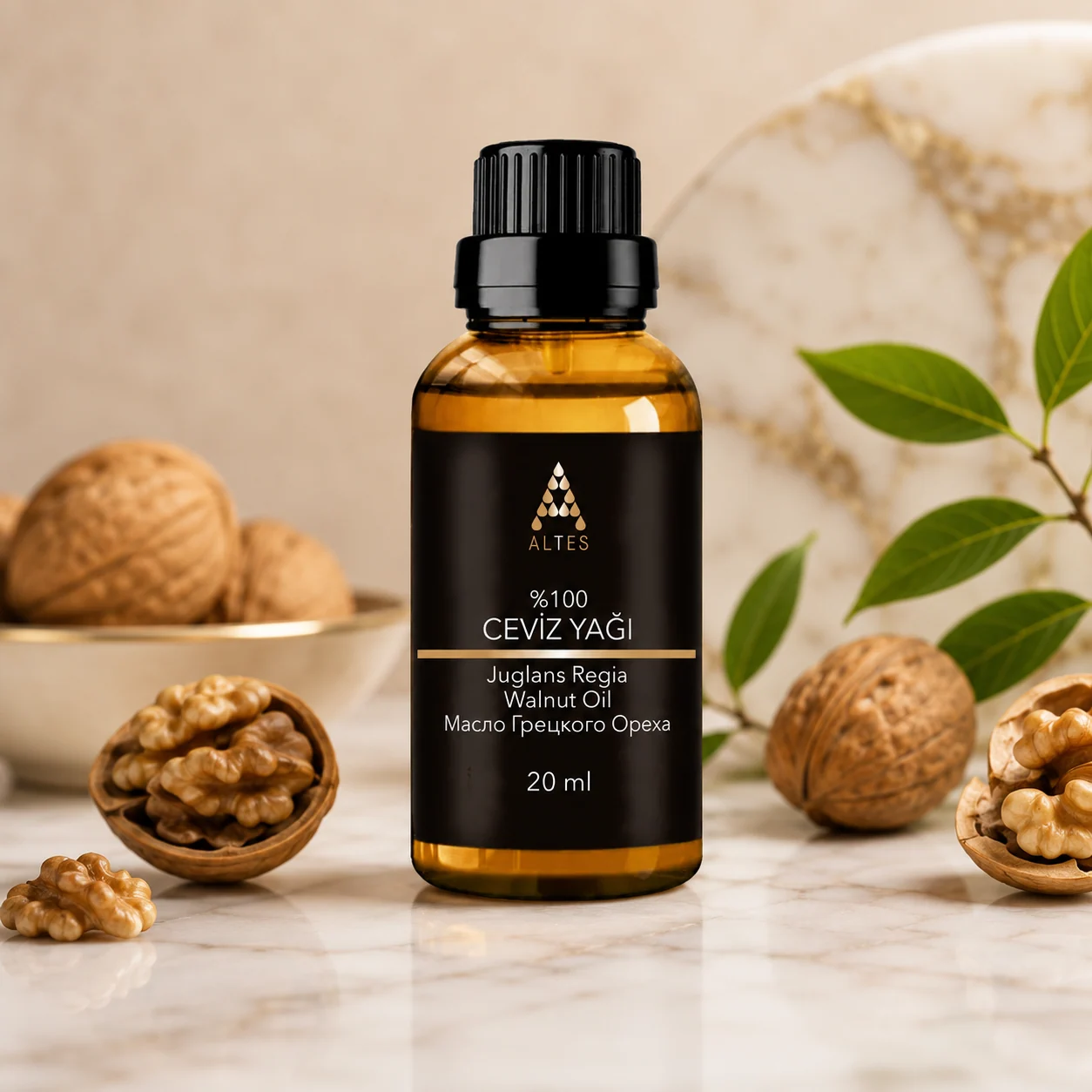 ALTES Ceviz Yağı 20 ml – %100 Saf ve Doğal - mermer zemin ürün görseli