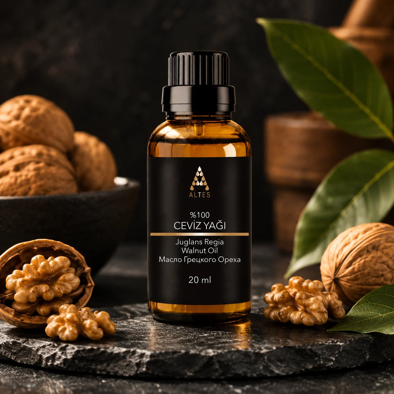 ALTES Ceviz Yağı 20 ml – %100 Saf ve Doğal - koyu lüks ürün görseli