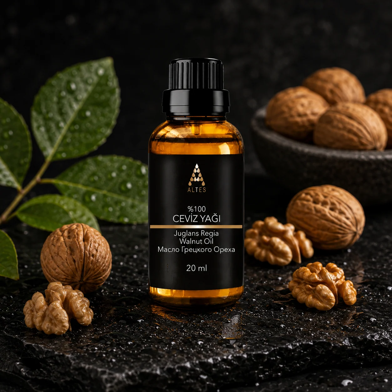 ALTES Ceviz Yağı 20 ml – %100 Saf ve Doğal - siyah taş zemin ürün görseli