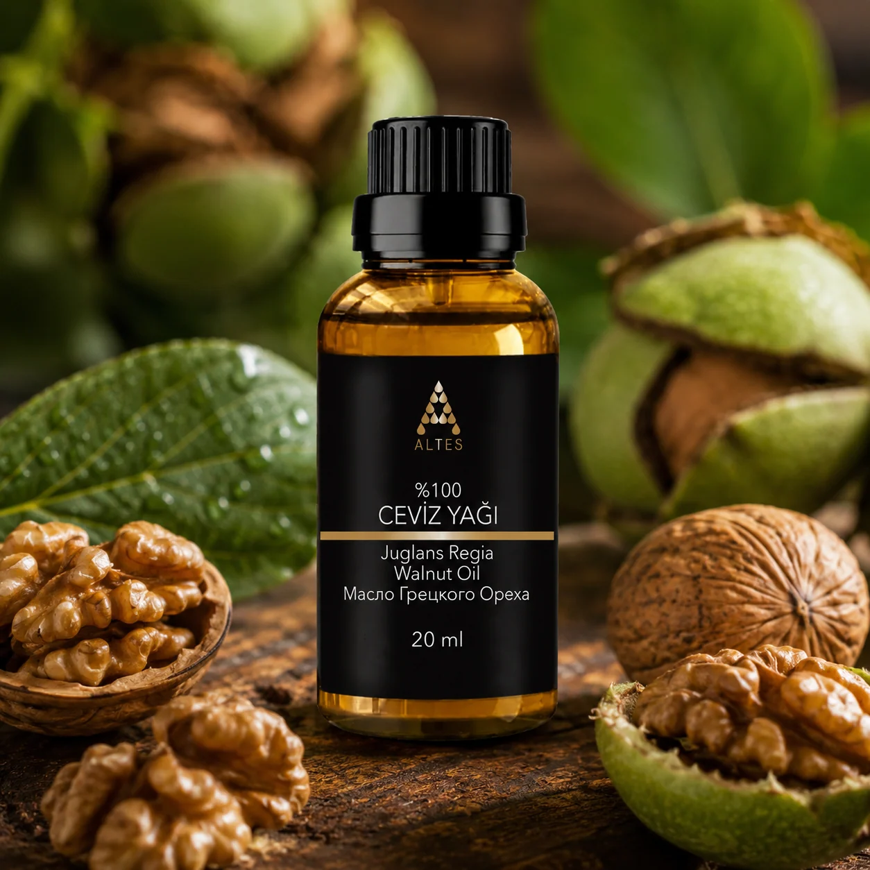 ALTES Ceviz Yağı 20 ml – %100 Saf ve Doğal - bitkisel yakın plan ürün görseli