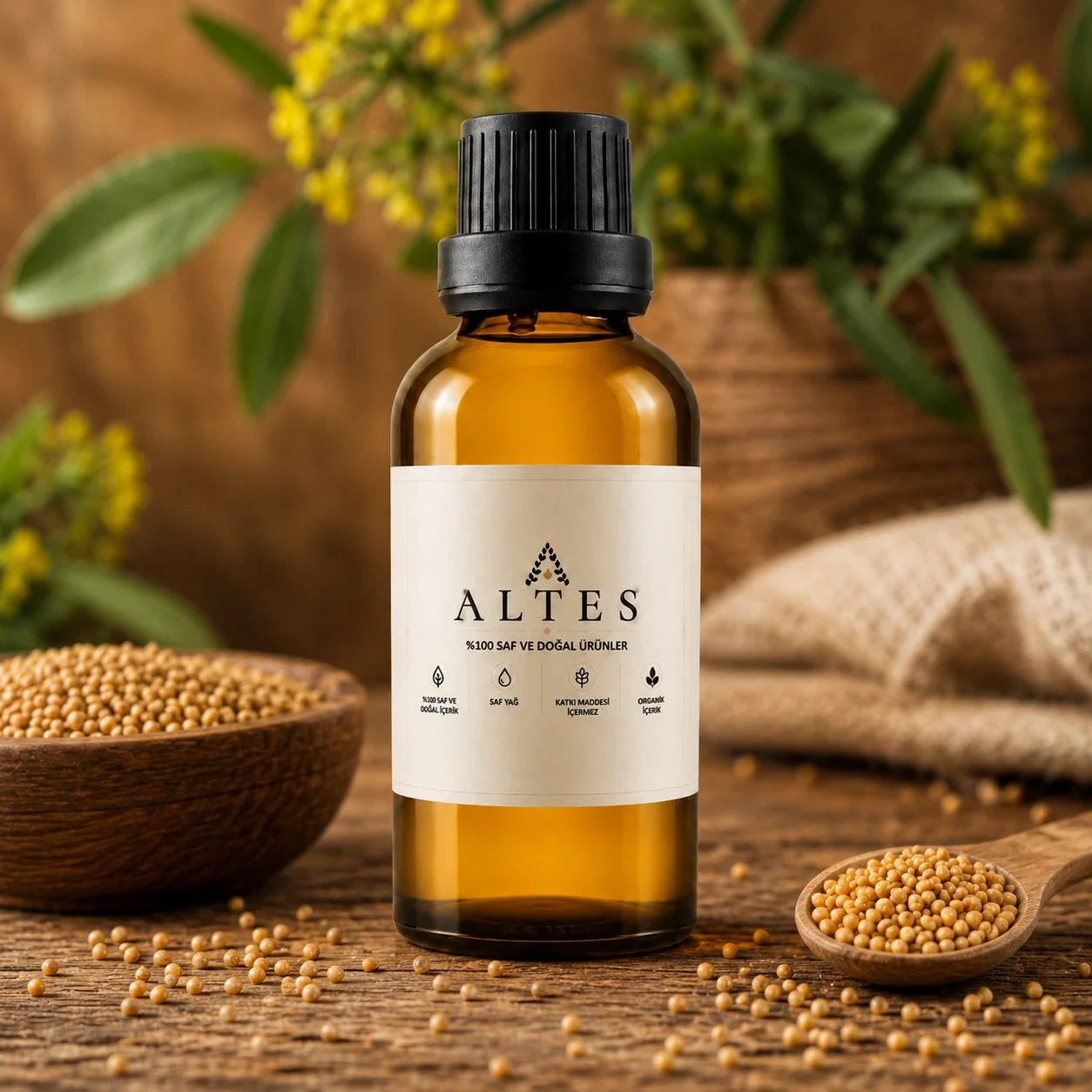 ALTES Hardal Tohumu Yağı 100 ml – %100 Saf ve Doğal - ahşap zemin ürün görseli