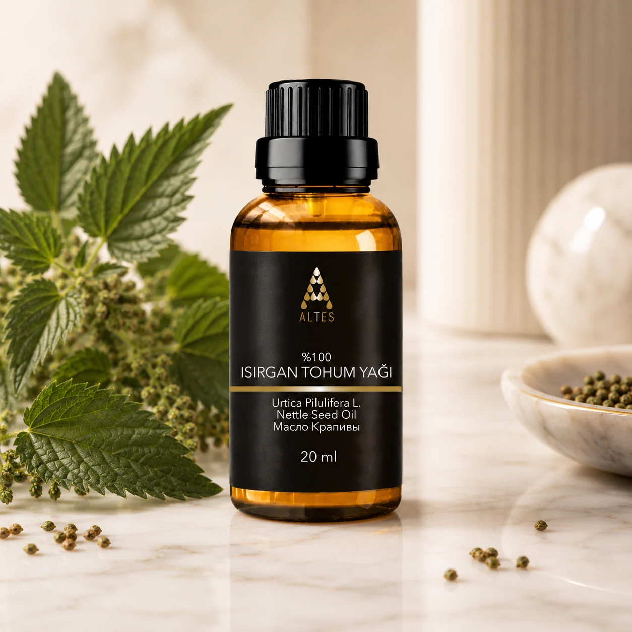 ALTES Isırgan Tohumu Yağı 20 ml – %100 Saf ve Doğal - mermer zemin ürün görseli