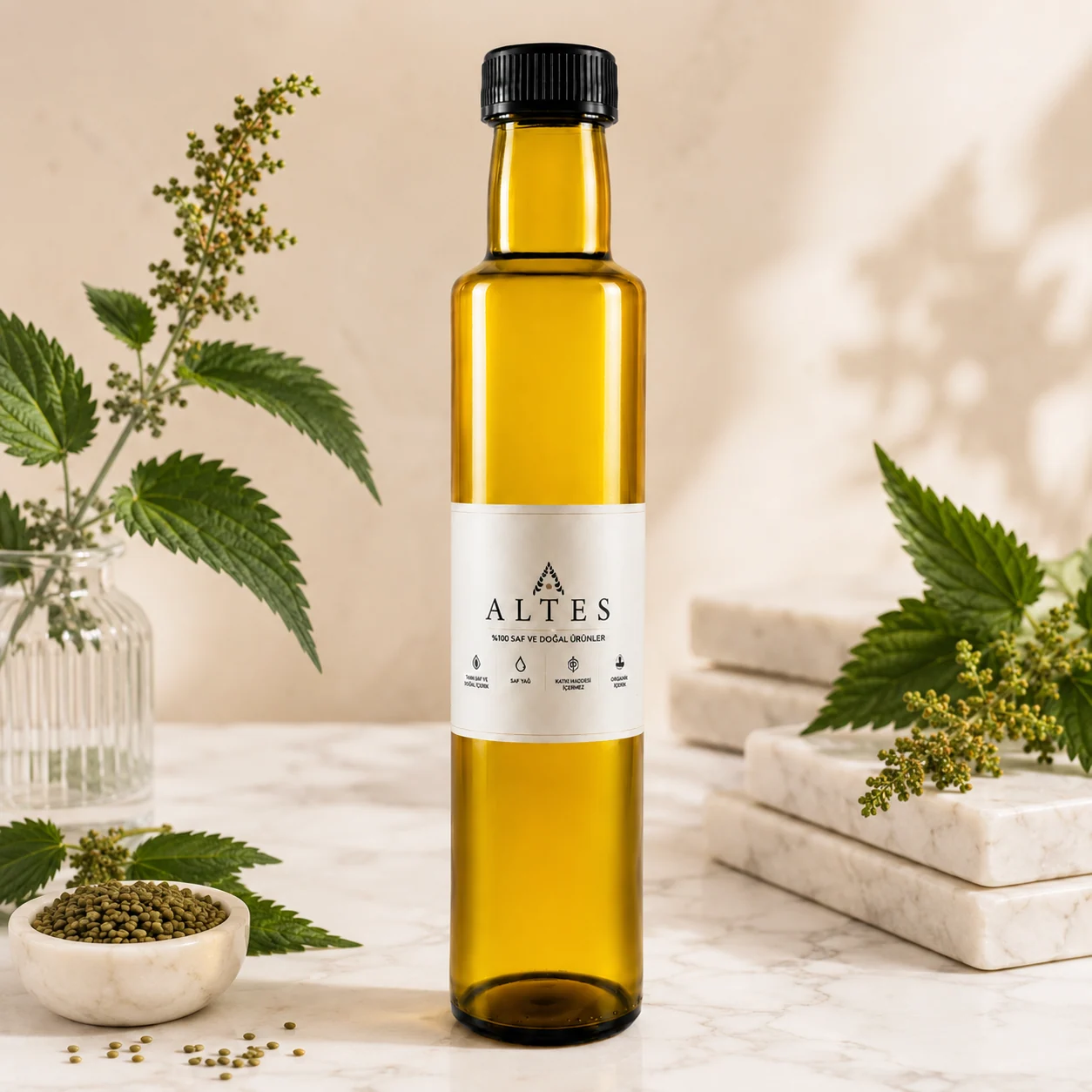 ALTES Isırgan Tohumu Yağı 250 ml – %100 Saf ve Doğal - mermer zemin ürün görseli