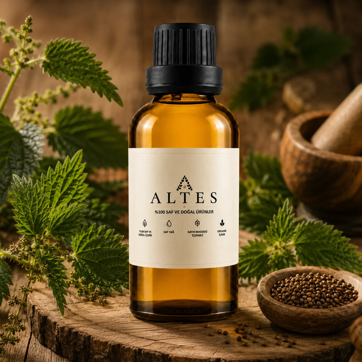 ALTES Isırgan Tohumu Yağı 50 ml – %100 Saf ve Doğal - ahşap zemin ürün görseli
