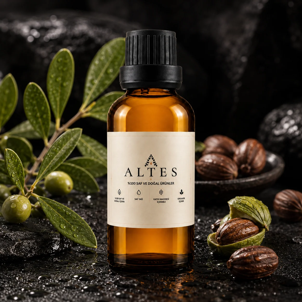 ALTES Jojoba Yağı 100 ml – %100 Saf ve Doğal - siyah taş zemin ürün görseli