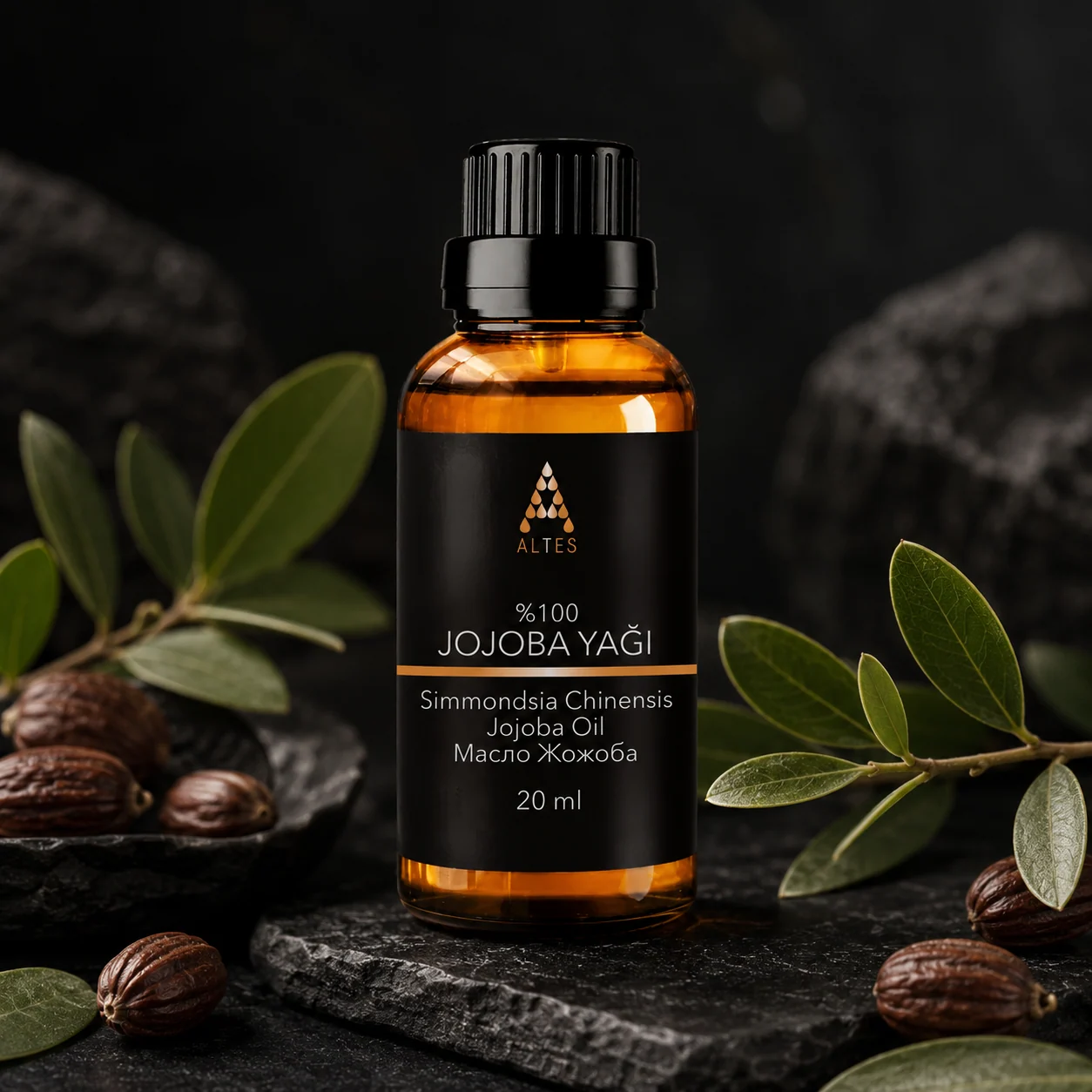 ALTES Jojoba Yağı 20 ml – %100 Saf ve Doğal - koyu lüks ürün görseli