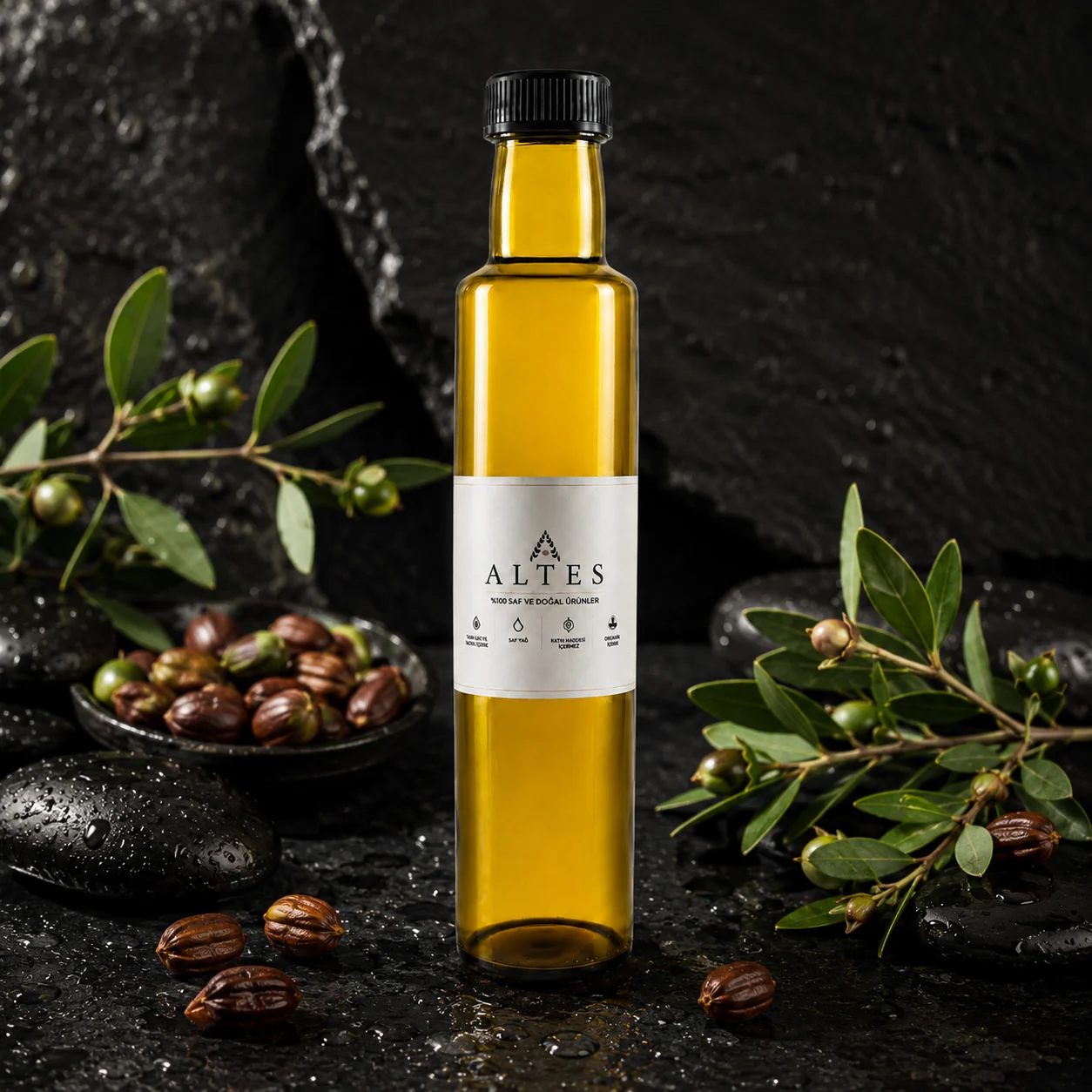 ALTES Jojoba Yağı 250 ml – %100 Saf ve Doğal - siyah taş zemin ürün görseli