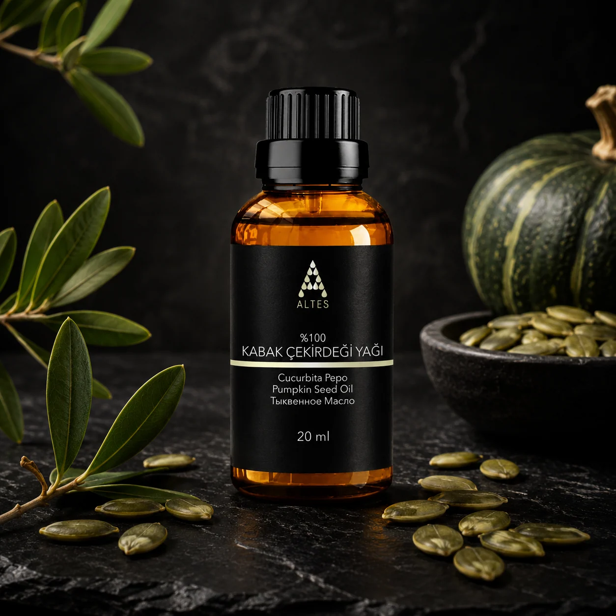 ALTES Kabak Çekirdeği Yağı 20 ml – %100 Saf ve Doğal - koyu lüks ürün görseli