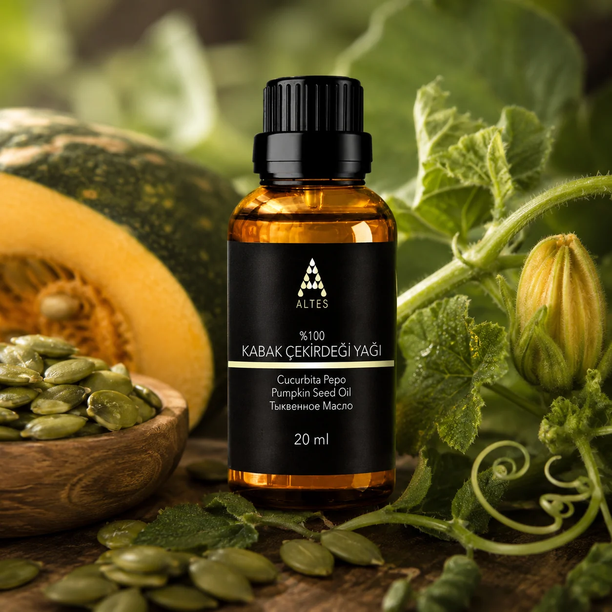ALTES Kabak Çekirdeği Yağı 20 ml – %100 Saf ve Doğal - bitkisel yakın plan ürün görseli