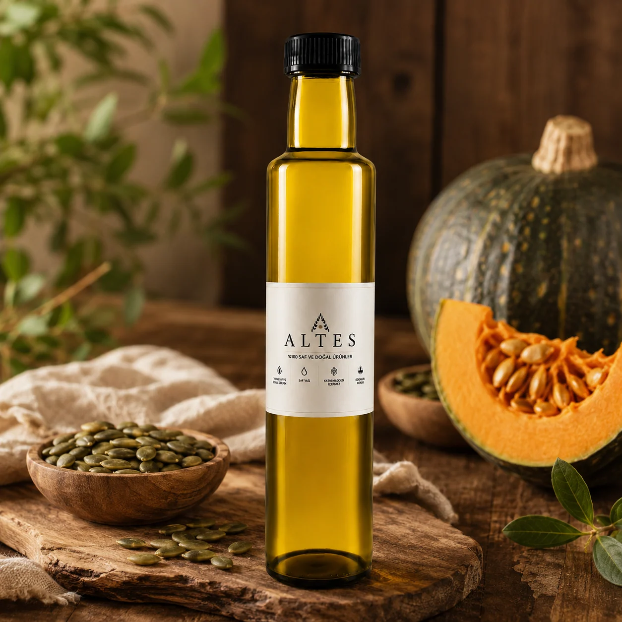 ALTES Kabak Çekirdeği Yağı 250 ml – %100 Saf ve Doğal - ahşap zemin ürün görseli