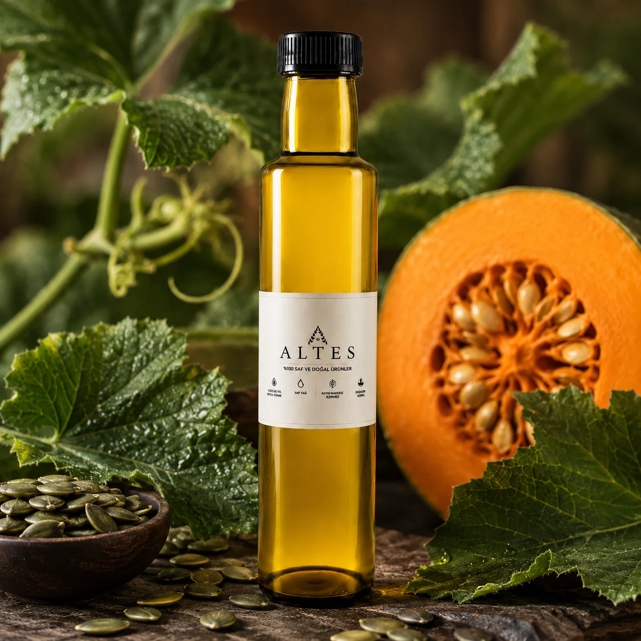 ALTES Kabak Çekirdeği Yağı 250 ml – %100 Saf ve Doğal - bitkisel yakın plan ürün görseli