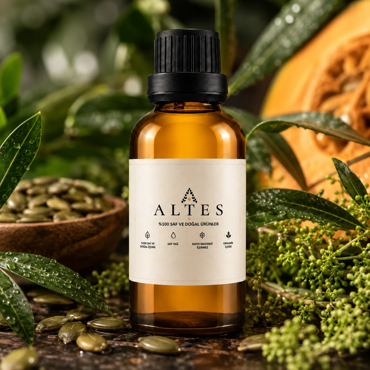 ALTES Kabak Çekirdeği Yağı 50 ml – %100 Saf ve Doğal - bitkisel yakın plan ürün görseli