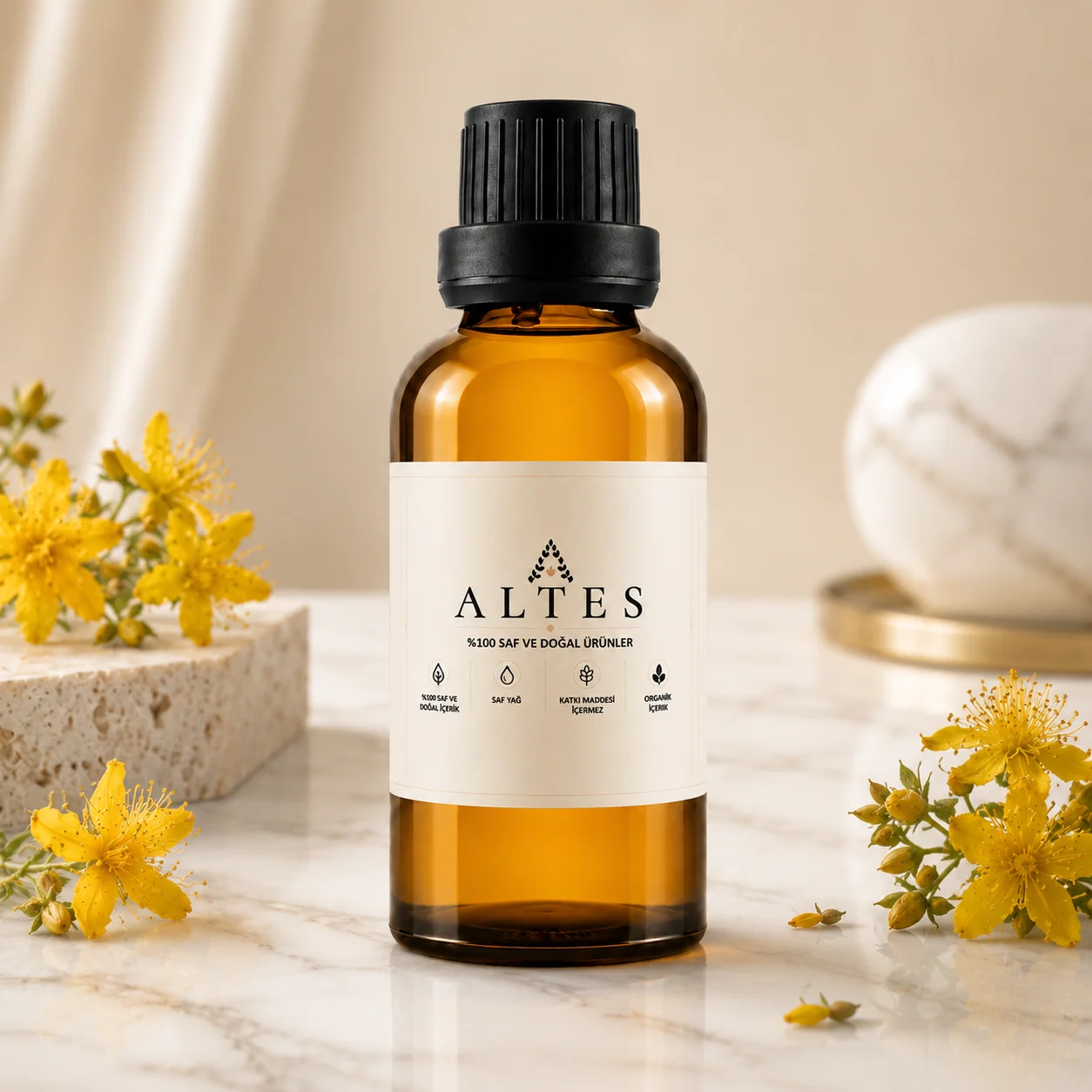 ALTES Kantaron Yağı 100 ml – %100 Saf ve Doğal - mermer zemin ürün görseli
