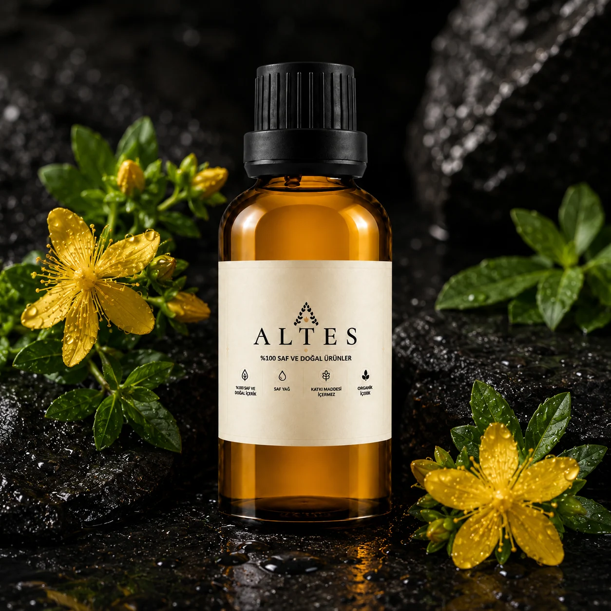 ALTES Kantaron Yağı 100 ml – %100 Saf ve Doğal - siyah taş zemin ürün görseli