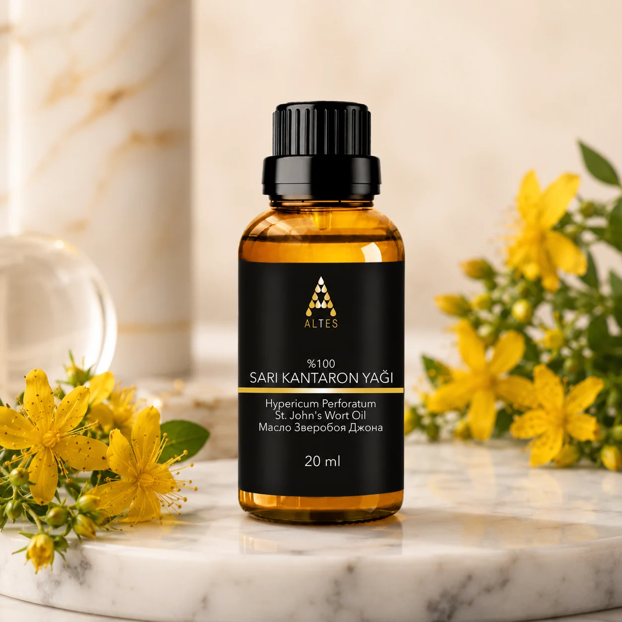 ALTES Kantaron Yağı 20 ml – %100 Saf ve Doğal - mermer zemin ürün görseli