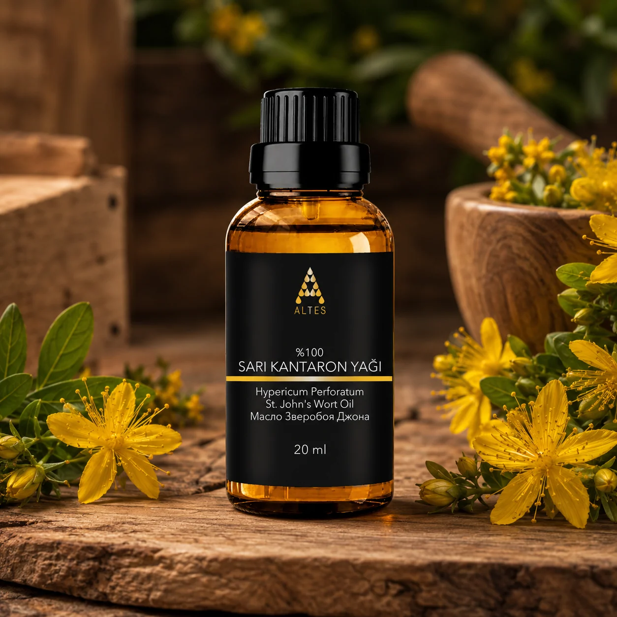 ALTES Kantaron Yağı 20 ml – %100 Saf ve Doğal - ahşap zemin ürün görseli
