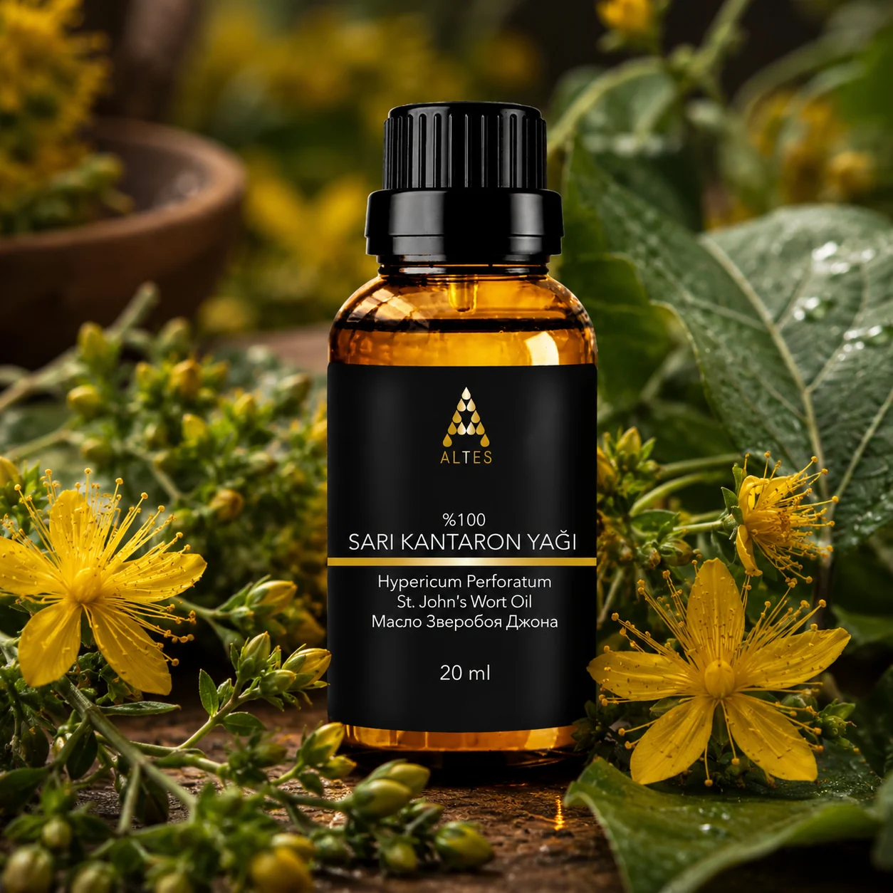 ALTES Kantaron Yağı 20 ml – %100 Saf ve Doğal - bitkisel yakın plan ürün görseli