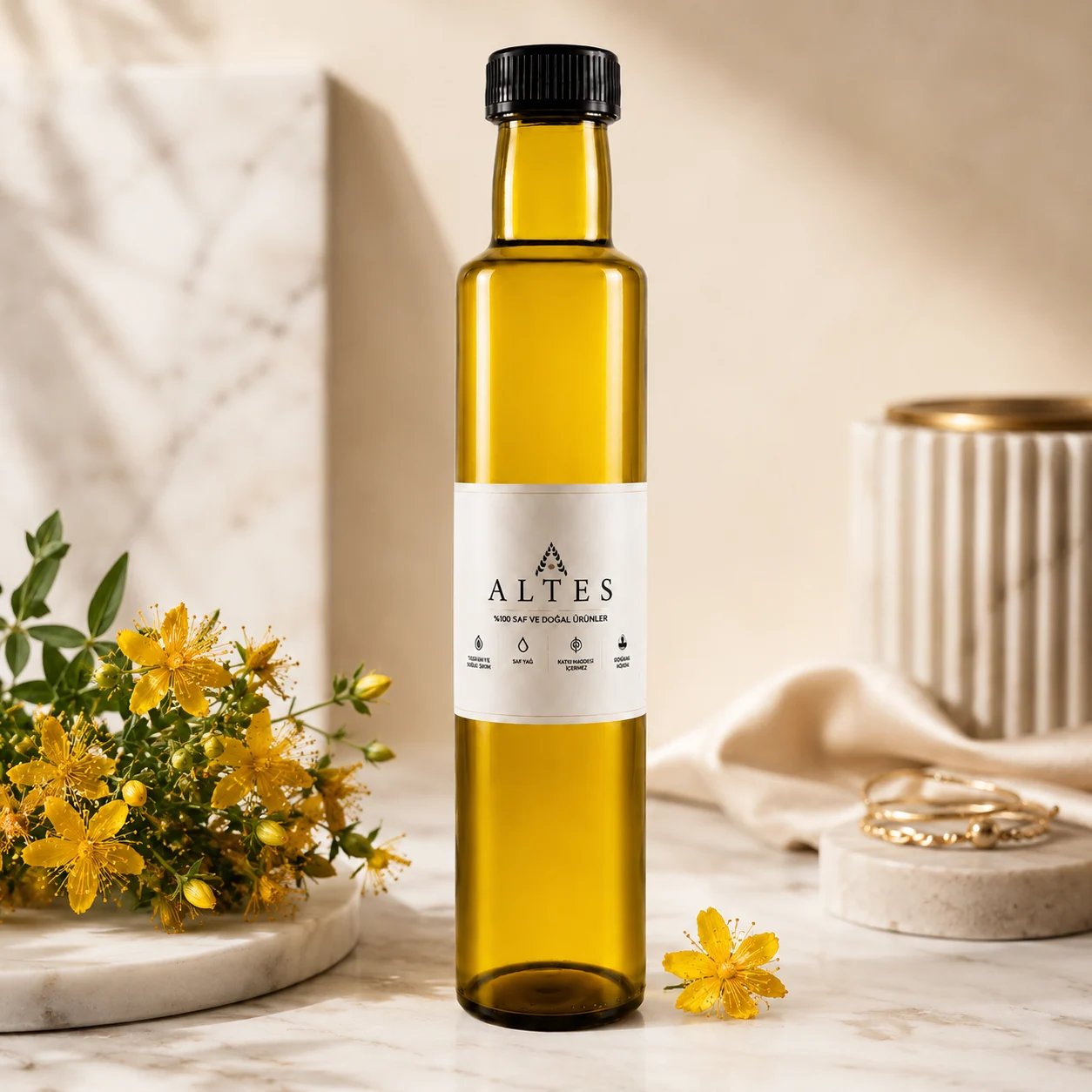 ALTES Kantaron Yağı 250 ml – %100 Saf ve Doğal - mermer zemin ürün görseli