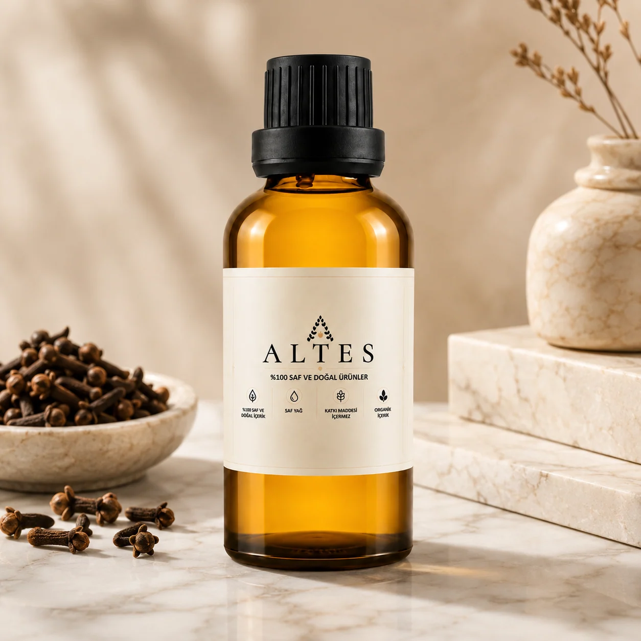 ALTES Karanfil Uçucu Yağı 100 ml – %100 Saf ve Doğal - mermer zemin ürün görseli